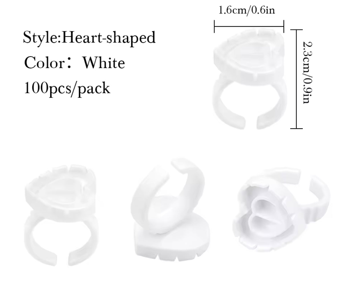 100pc Heart Glue Ring