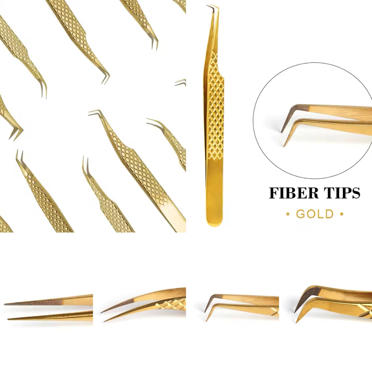 Gold Fiber Tip Tweezers