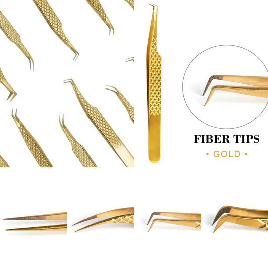 Gold Fiber Tip Tweezers